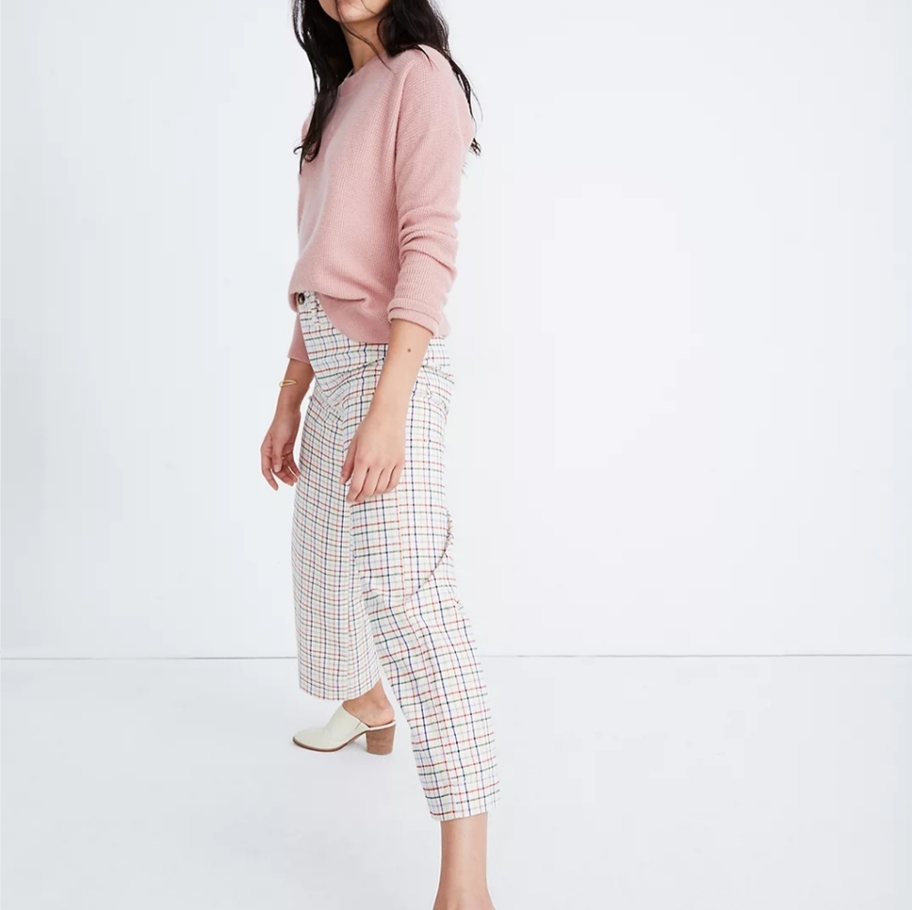 madewell • emmett wide leg crop pants rainbow windowpane